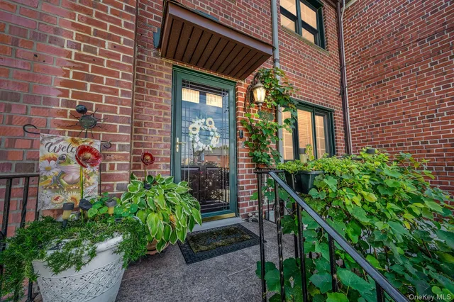 a brick building with a large windows