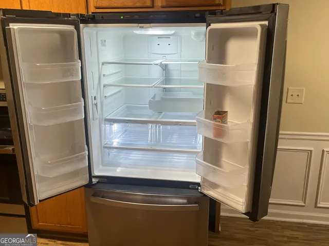 a refrigerator in a kitchen