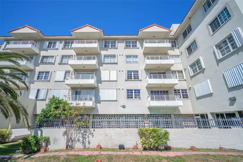 a front view of a multi story building