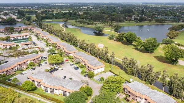 an aerial view of a house with garden