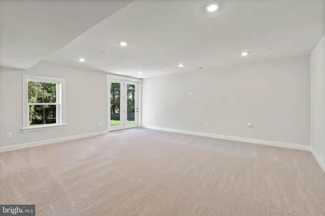 a view of a room with racks on the wall