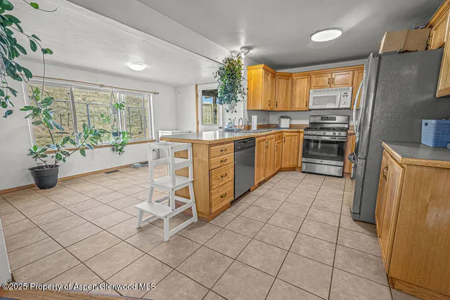 a room with window and a table