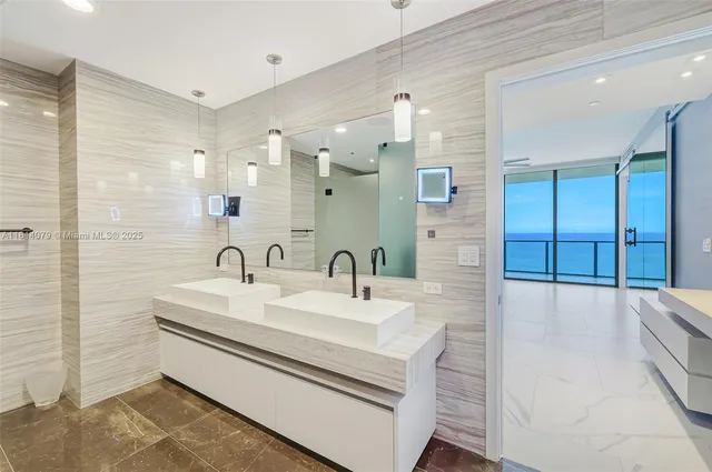 a view of a balcony with an outdoor space