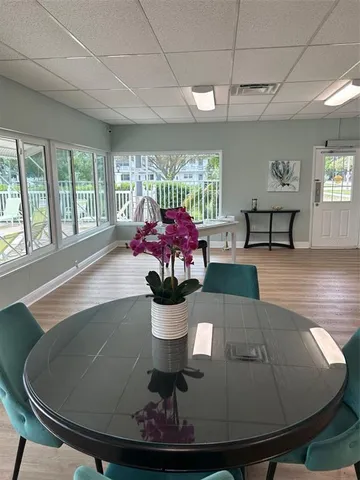 a view of a terrace with chairs