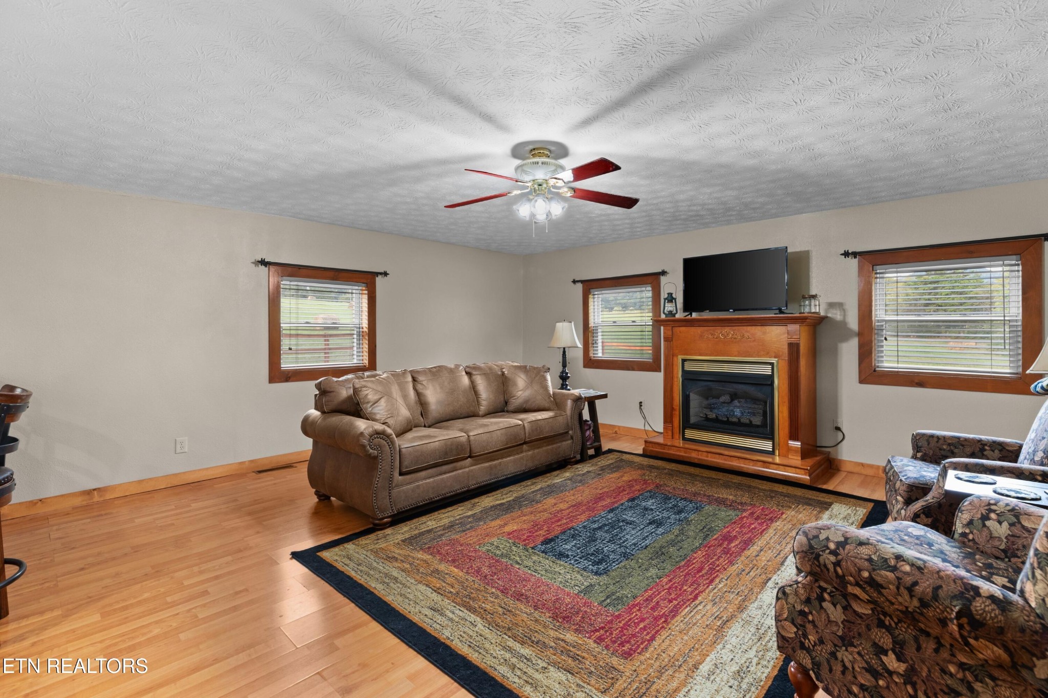 2811 Eugene Road Newport, TN 37821 - Photo 6 of 33 a living room with furniture a flat screen tv and a fireplace