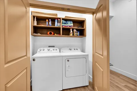 a view of a yard from a balcony