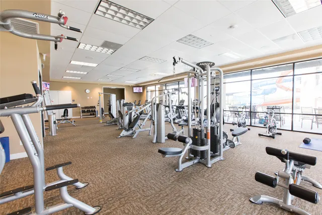 a view of a room with gym equipment
