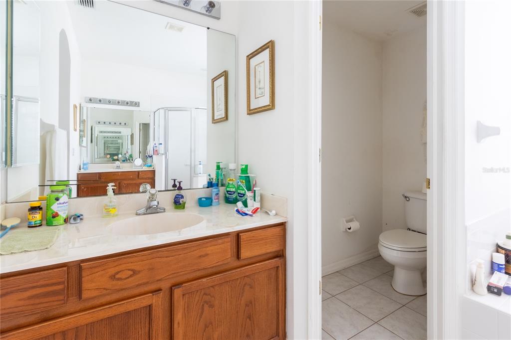 1812 Flower Branch Way Valrico, FL 33594 - Photo 11 of 42 a bathroom with a granite countertop sink mirror and toilet