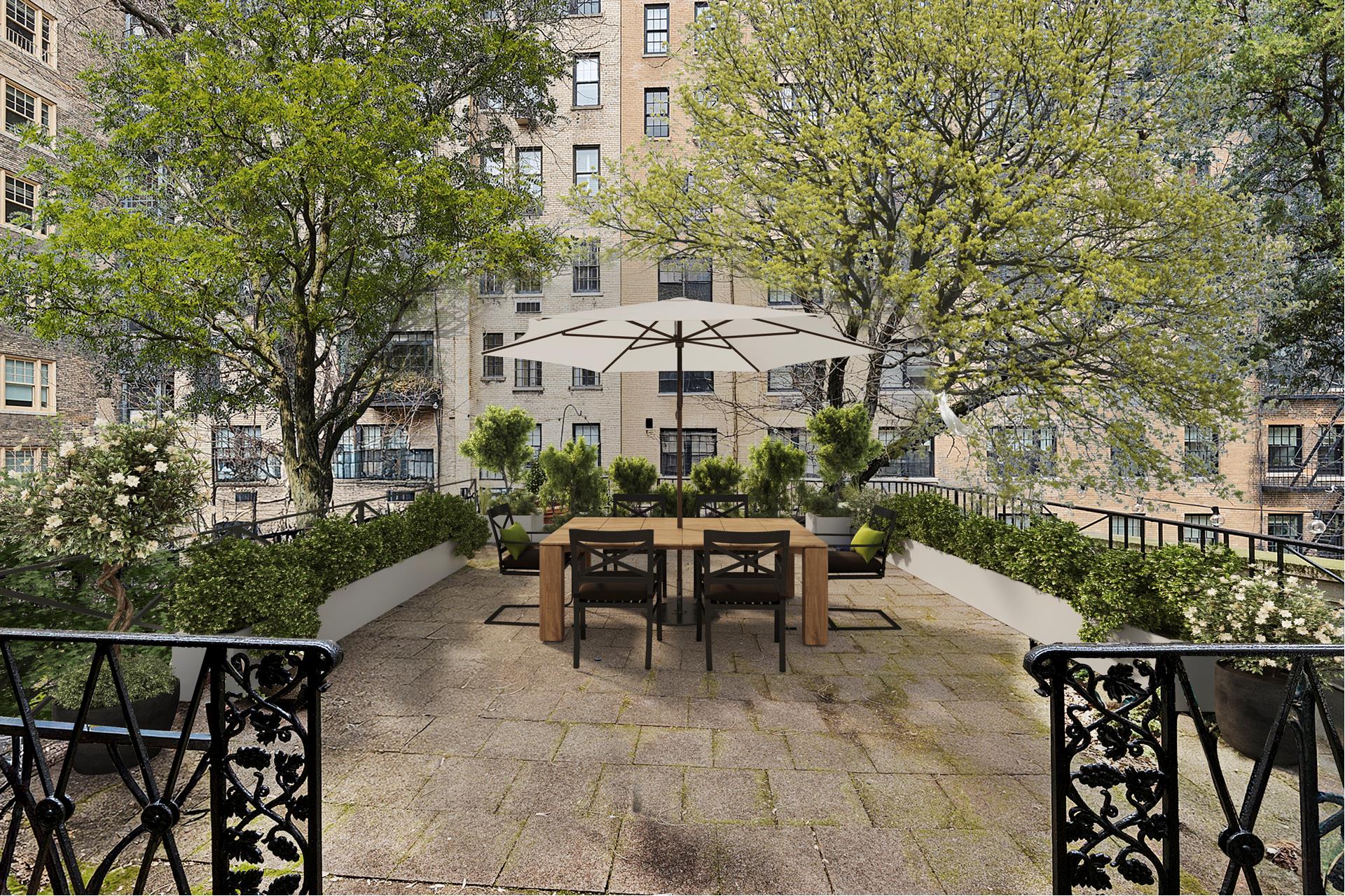 165 East 71st Street Manhattan, NY 10021 - Photo 7 of 12 a view of a patio with table and chairs and potted plants