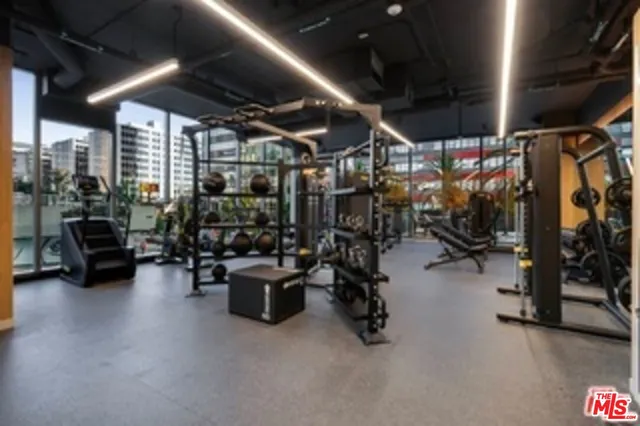 a view of a room with gym equipment
