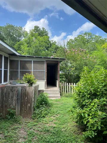 a view of a room with a window