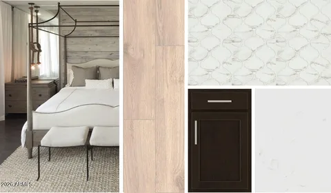 a bedroom with a bed and a cabinet