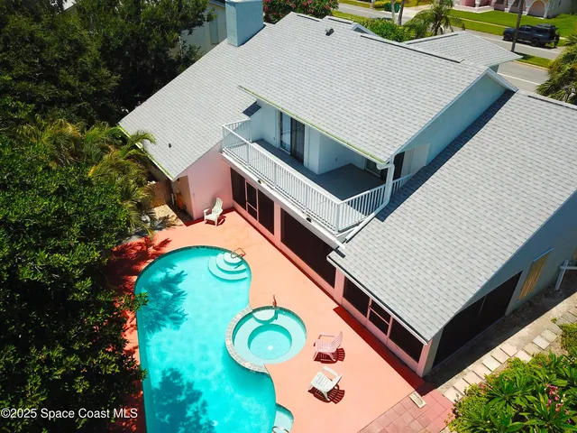 an aerial view of a house