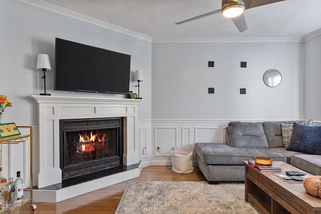 843 East 2nd Street, Unit 2 Boston, MA 02127 - Photo 8 of 12 a living room with furniture a flat screen tv and a fireplace