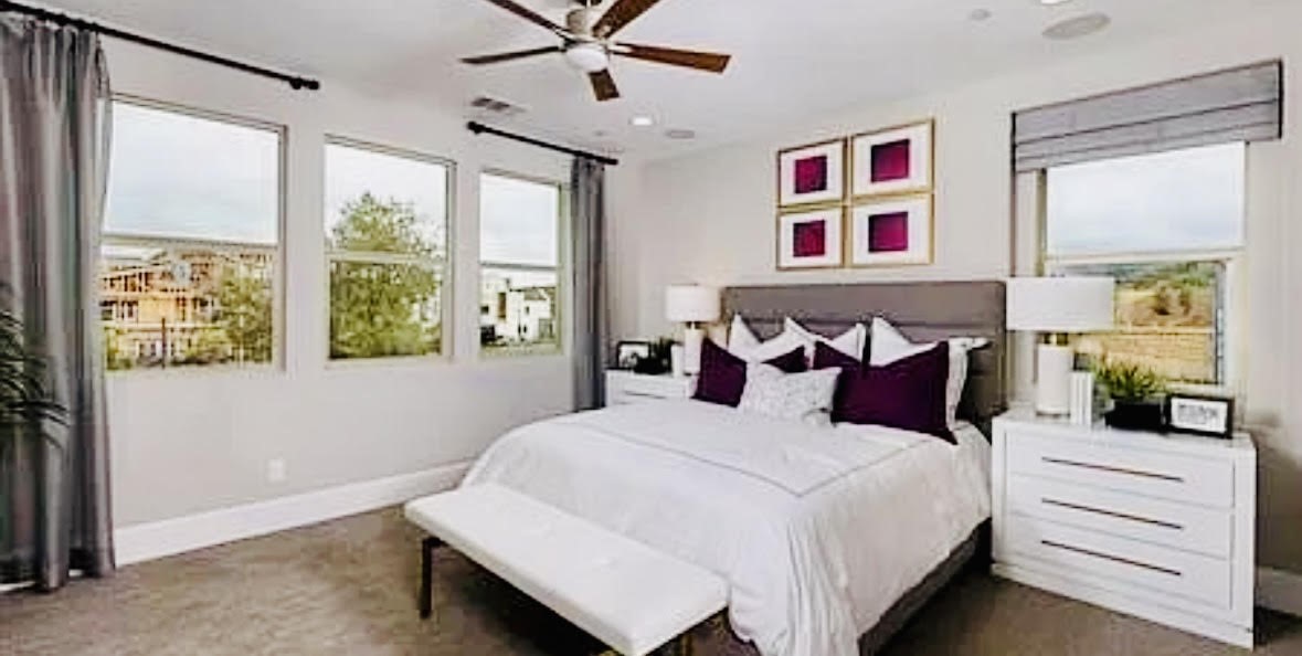 27366 Hyland Newhall, CA 91321 - Photo 13 of 31 a bedroom with a bed and a large window with the outer view