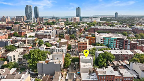 an aerial view of multiple houses