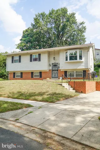 front view of a house with a patio