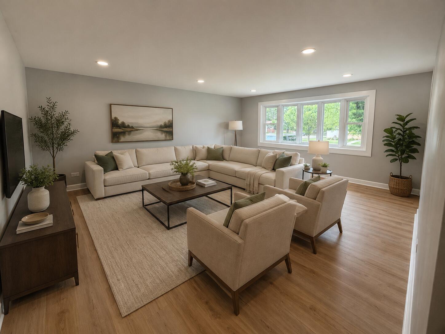 408 Cherry Hill Road Dyer, IN 46311 - Photo 4 of 31 a living room with furniture wooden floor and a flat screen tv