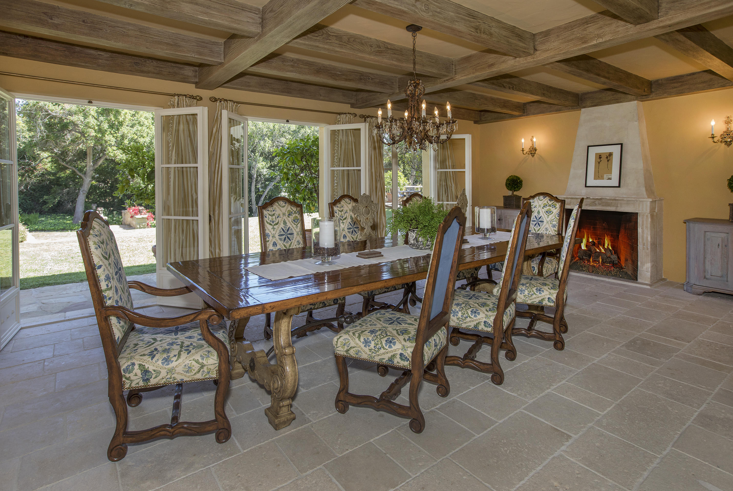 1525 Las Tunas Road Montecito, CA 93108 - Photo 9 of 28 a view of a dining room with furniture window and outside view