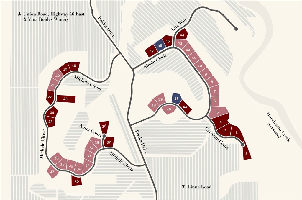 3530 Nicole Court Paso Robles, CA 93446 - Photo 19 of 19 Dark red - sold
Blue - available