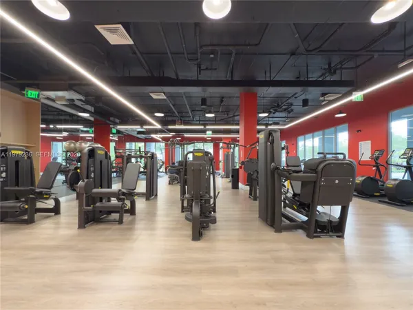 a view of a room with gym equipment