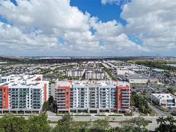 a view of a city with tall buildings