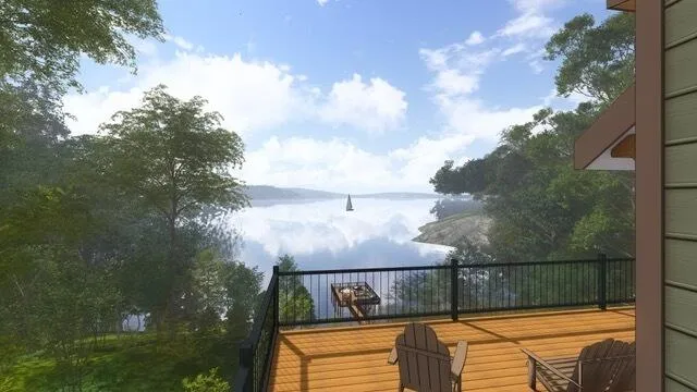 aerial view of a house with a yard