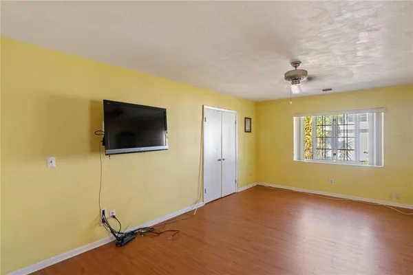 a view of a livingroom with a flat screen tv