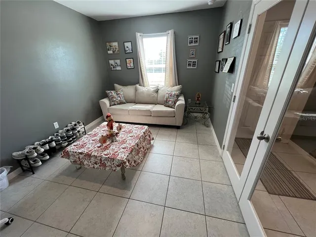 a living room with furniture