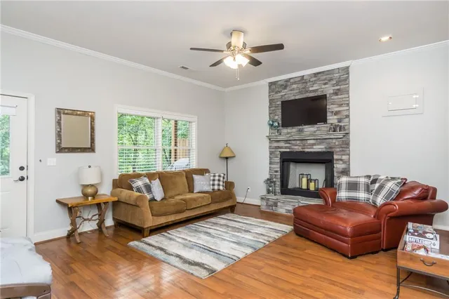a building outdoor space with patio furniture and potted plant