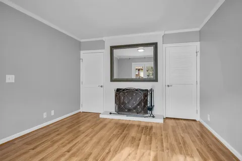 a bathroom with a sink vanity and mirror