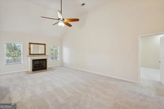 a view of a livingroom with a fireplace