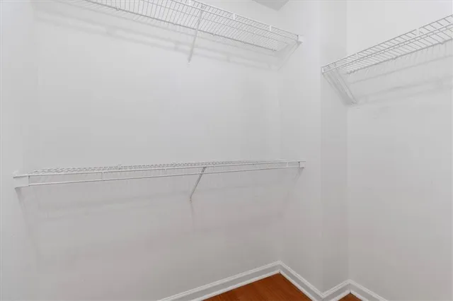 a view of a room with racks on the wall