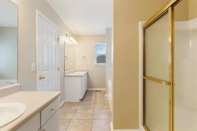 a view of a room with a window