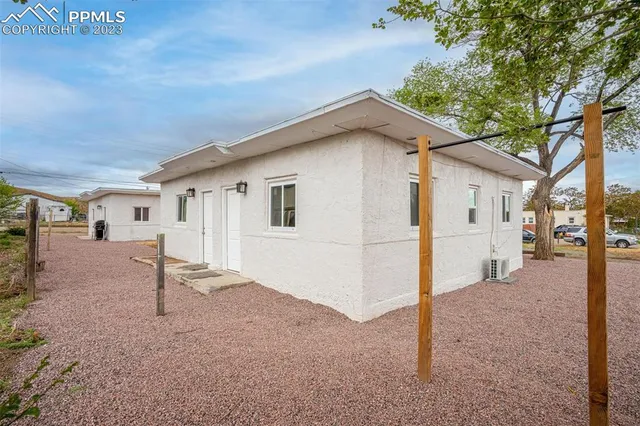 a view of a house with a patio