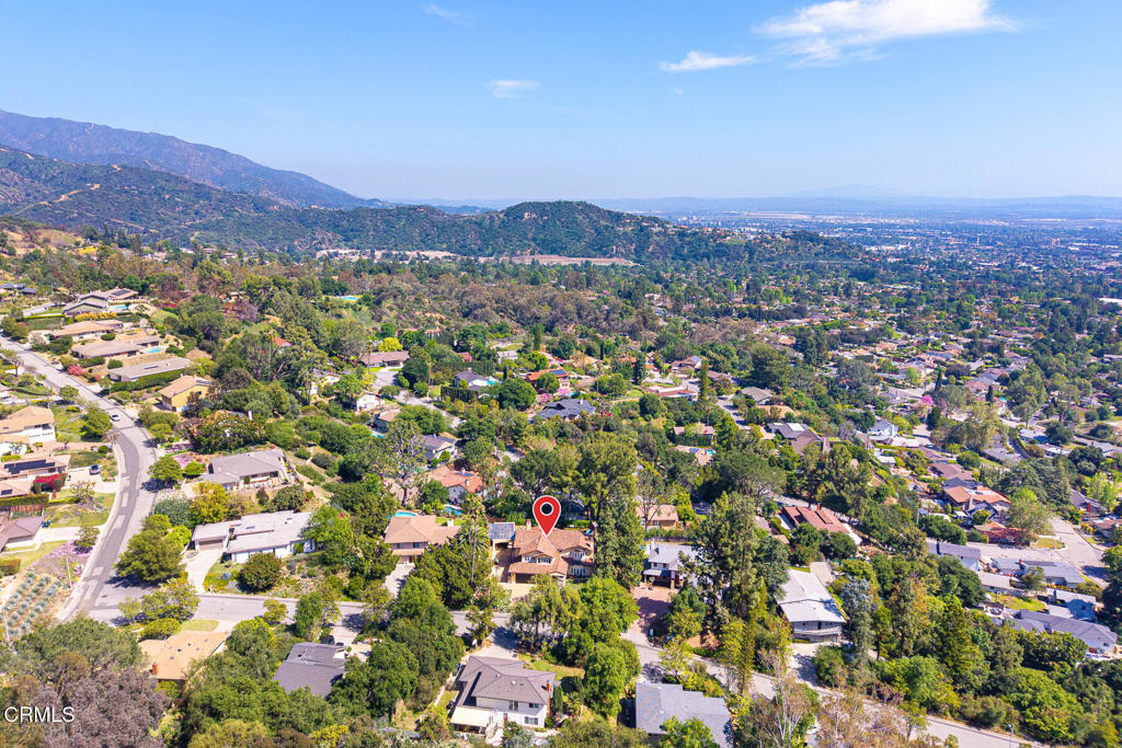 574 Camillo Road Sierra Madre, CA 91024 - Photo 72 of 72 an aerial view of house with yard and mountain view in back