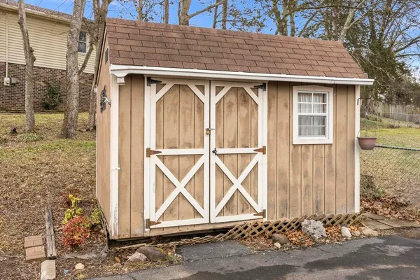 a view of wooden door