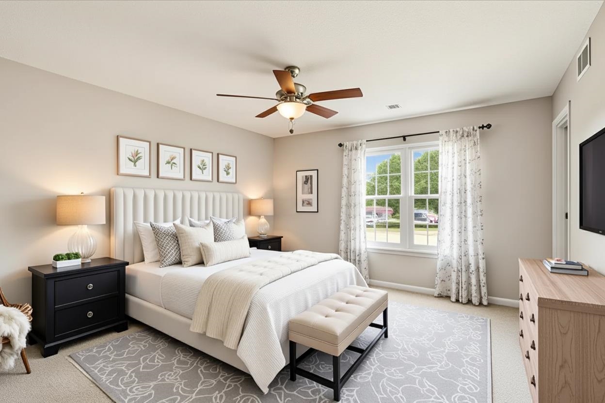 7503 Bavarian Drive, Unit 19 Germantown, TN 38138 - Photo 17 of 36 a bedroom with a bed and a tv on table