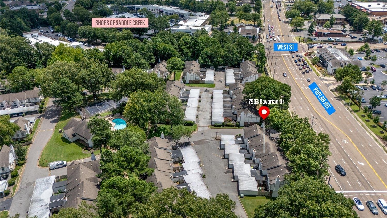 7503 Bavarian Drive, Unit 19 Germantown, TN 38138 - Photo 29 of 36 an aerial view of residential house with outdoor space and swimming pool