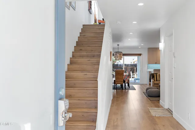 a view of a living room with furniture