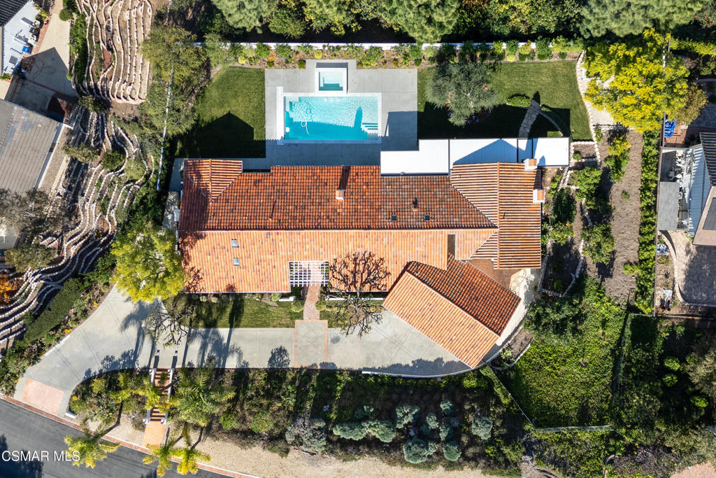 87 Pinecrest Road Westlake Village, CA 91361 - Photo 68 of 76 an aerial view of a house with a swimming pool