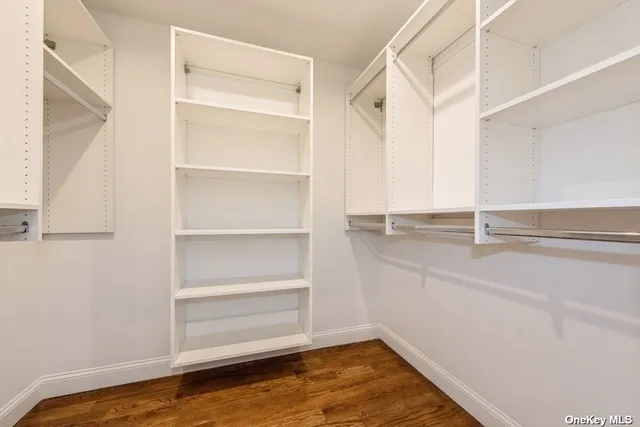 a view of an empty walk in closet