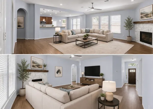 a living room with furniture and a flat screen tv