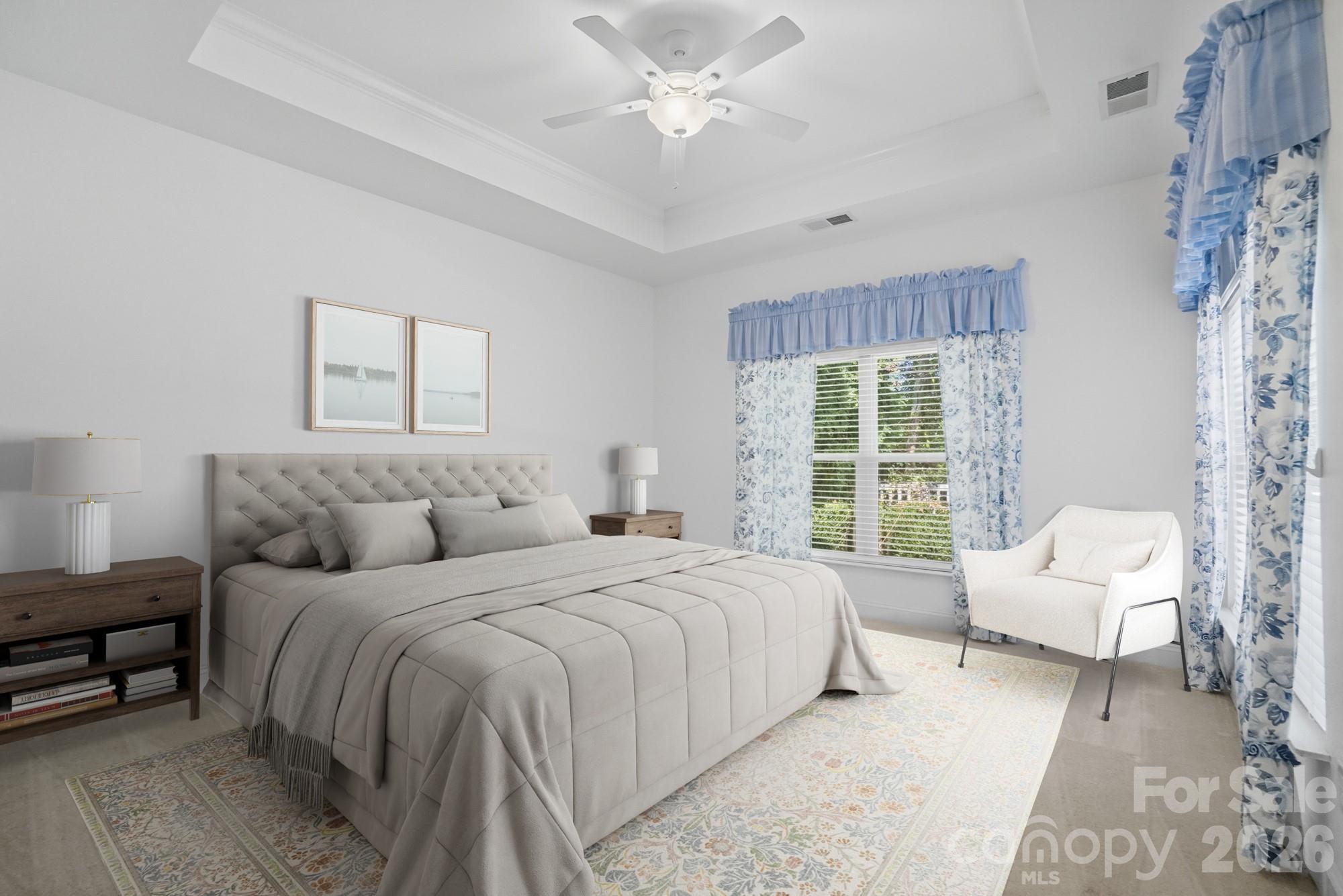 2232 Coltsview Lane Matthews, NC 28105 - Photo 23 of 47 a bedroom with a bed couches and a flat tv screen
