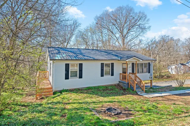 front view of a house with a yard