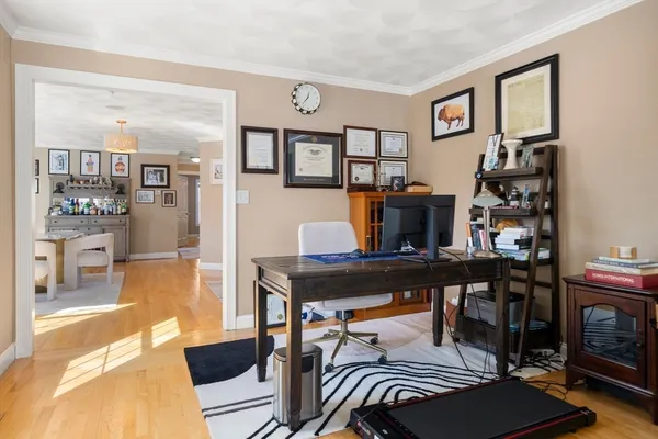 a view of a workspace with furniture