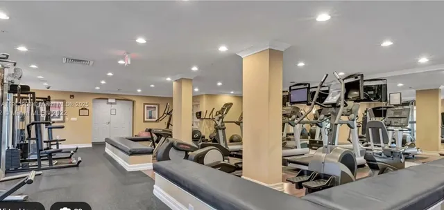 a view of a room with gym equipment