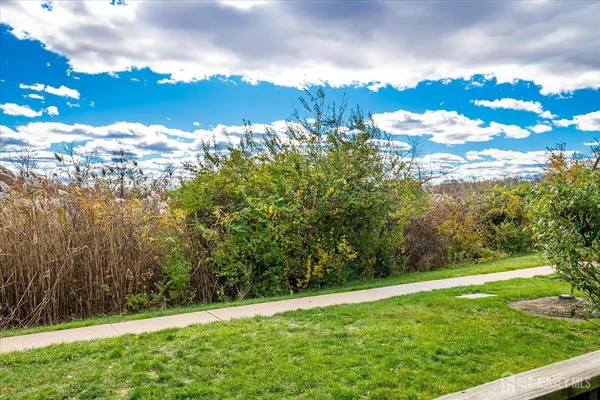 a view of a yard with an trees
