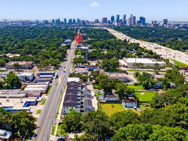 an aerial view of a city