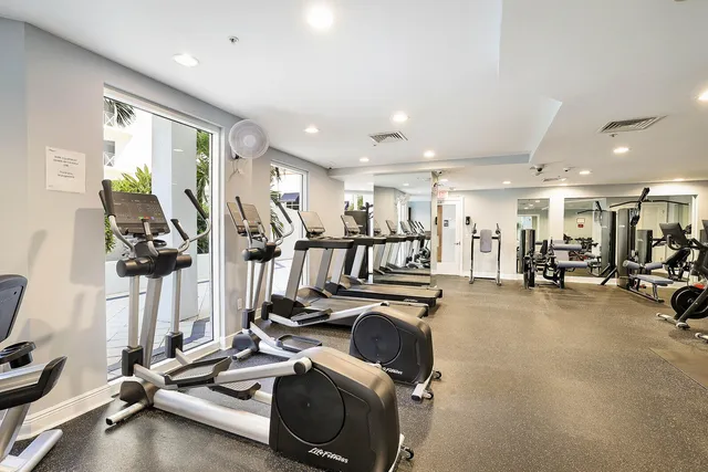 a view of a room with gym equipment